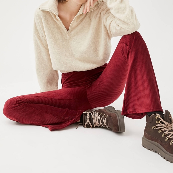 Urban Outfitters Pants & Jumpsuits New Urban Renewal Red Velvet Rib Flare Pants Xs Poshmark
